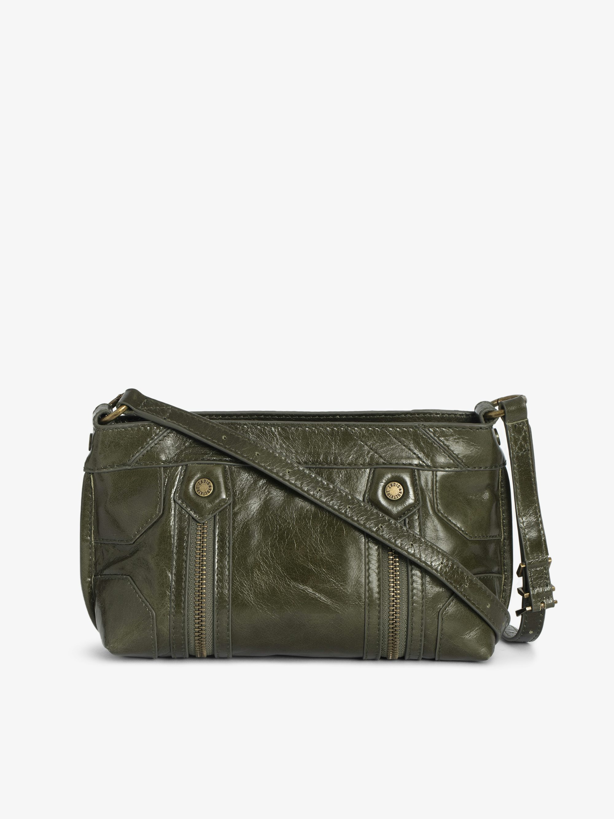 Sunny Mood Vintage Patent Bag - Small vintage-inspired patent leather bag with adjustable shoulder strap and wing signature.